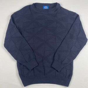 Lobo by Pendleton Vintage Mens Navy Blue Geometric Textured Cotton Sweater L USA
